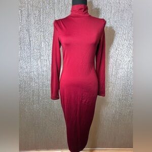NWOT Maroon Bodycon Maxi Dress w/ Zipper-S‎